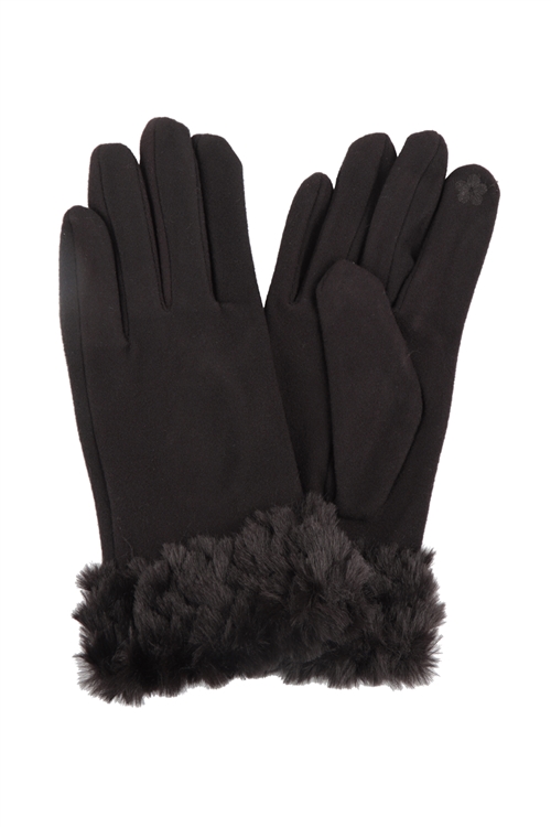 S20-2-2-HDV3823BK - FLEECE SHERPA SMART TOUCH  GLOVES-BLACK/6PCS (NOW $2.75 ONLY!)