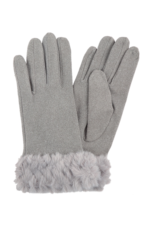 S19-5-2-HDV3823GY - FLEECE SHERPA SMART TOUCH  GLOVES-GRAY/6PCS (NOW $2.75 ONLY!)