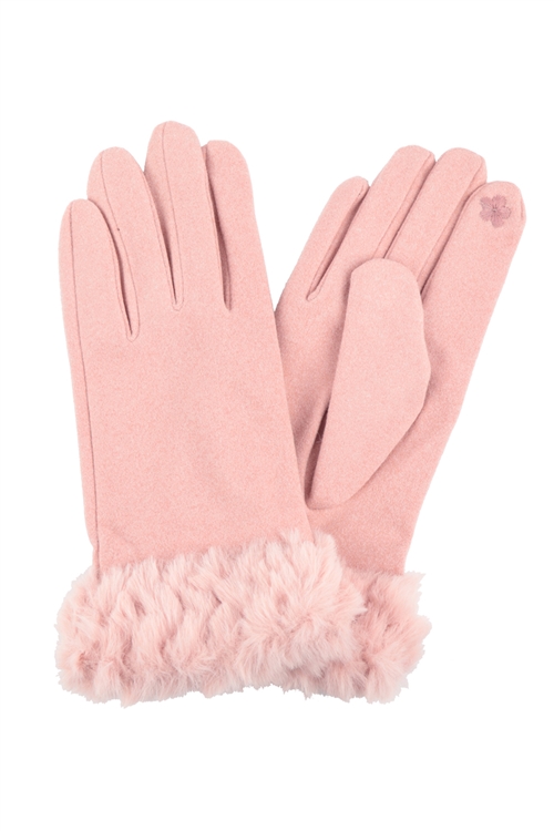 S20-9-2-HDV3823PK - FLEECE SHERPA SMART TOUCH  GLOVES-PINK/6PCS (NOW $2.75 ONLY!)