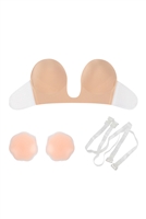 S18-2-1-HDX3971BG/D- STRAPLESS PUSH UP ADHESIVE NU BRA WITH NIPPLE TAPE AND TRANSPARENT STRAP (CUP D)-BEIGE/3SETS