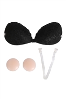 S19-12-2-HDX4063BK/A -  BRA INVISIBLE ADHESIVE NU BRA WITH NIPPLE TAPE AND 1PC BRA STRAP (CUP A)-BLACK/3SETS