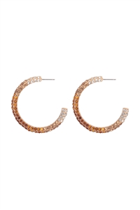 SA4-1-2-HE2066GDTZ - PAVE RHINESTONE GLITTER C SHAPE HOOP EARRINGS-TOPAZ/1PC