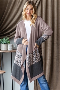 HM-EJ6714-16-CC-LONG SLEEVE SOLID URBAN RIBBED AND ANIMAL PRINT CONTRAST OPEN CARDIGAN-COCO-2-2-2