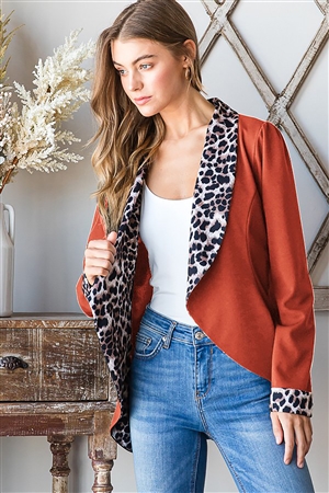 HM-EJ6735-12-RU-LONG SLEEVE SHAWL SOLID AND ANIMAL LEOPARD PRINT CONTRAST OPEN BLAZERS-RUST-2-2-2