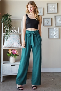 S35-1-1-HM-EP6700-16-TL - SOLID CASUAL PANTS WITH PAPERBAG WAISTBAND- TEAL 2-2-2