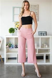 S35-1-1-HM-EP6733-10-LTMV - WIDE WAISTBAND SOLID CULOTTES PANTS WITH SIDE POCKET- LT. MAUVE 2-2-2