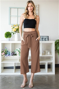 S35-1-1-HM-EP6735-10-CC - PAPERBAG WAISTBAND SOLID WOVEN CULOTTES PANTS- COCO 2-2-2