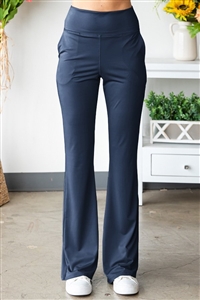 S35-1-1-HM-EP6742-10-NV - SOLID FLARE FIT LEGGINGS AND SIDE POCKET- NAVY 2-2-2