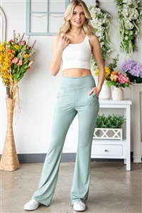 S35-1-1-HM-EP6742-10-SG - SOLID FLARE FIT LEGGINGS AND SIDE POCKET- SAGE 2-2-2