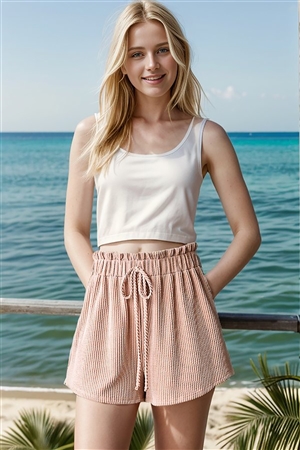 HM-EP6765-10-LAT-SOLID URBAN RIBBED CASUAL SHORT PANTS WITH PAPERBAG WAISTBAND-LATTE-2-2-2