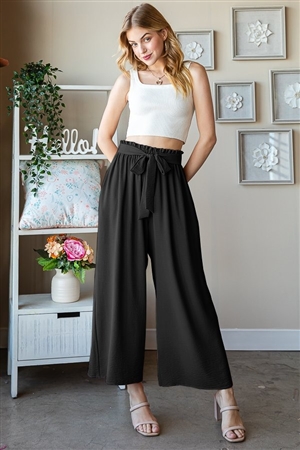 HM-EP6772-10-BK-SOLID CASUAL PANTS WITH PAPERBAG WAISTBAND WITH ELASTIC AND SIDE POCKET-BLACK-2-2-2