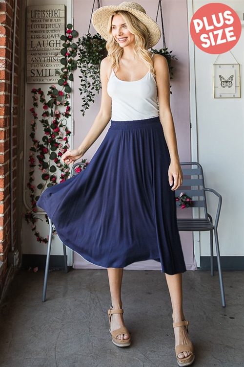 S35-1-1-HM-ES6701-10X-DKNV - PLUS SIZE SOLID MAXI SKIRT WITH SIDE POCKET- DK NAVY 2-2-2