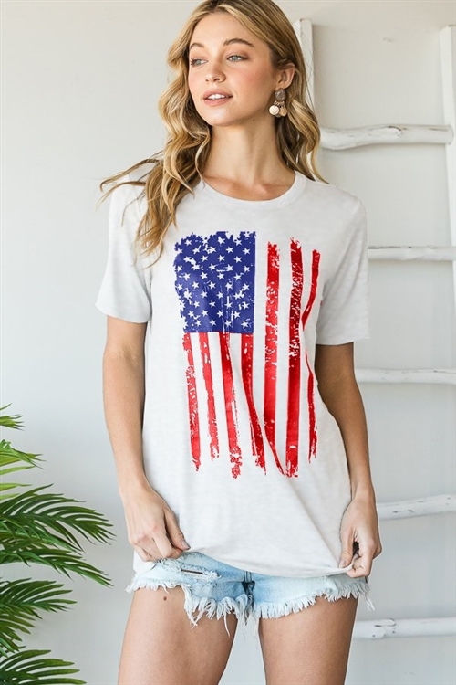 S35-1-1-HM-ET6711-10-IV - SOLID TOP WITH AMERICAN FLAG PRINT- IVORY 2-2-2