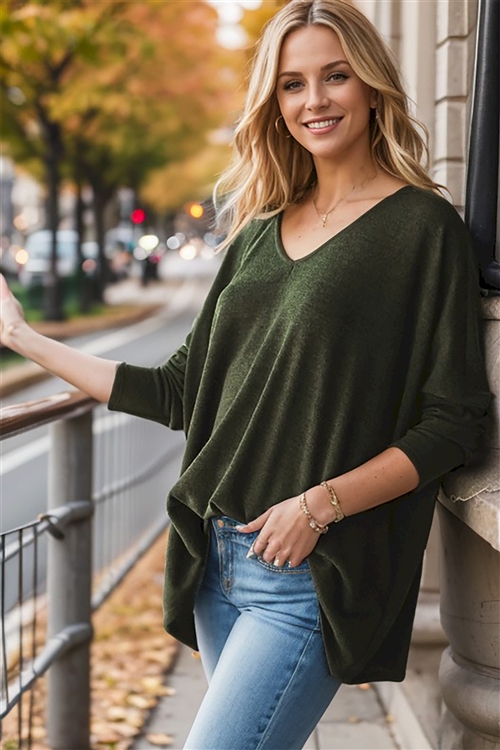 HM-ET6943-15-OV-LONG SLEEVE V NECK SOLID TOP-OLIVE-2-2-2