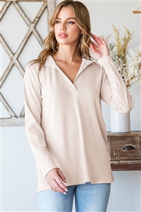 HM-ET6969-11-TP-LONG SLEEVE MANDARIN COLLAR SOLID RIBBED TOP
-TAUPE-2-2-2