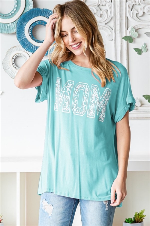 S35-1-1-HM-ET7490-10-MNT - DOLMAN SHORT SLEEVE WITH BAND ROUND NECK SOLID TOP- MINT 2-2-2