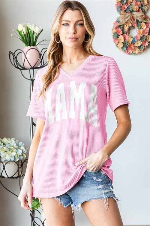 S35-1-1-HM-ET7585-10-PK - SOLID URBAN RIBBED TOP WITH LETTERING- PINK 2-2-2