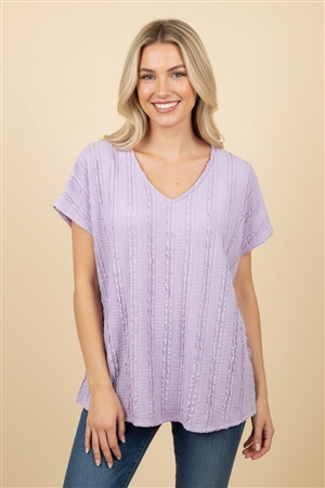 HM-ET8015-10X-LI-PLUS SIZE SHORT SLEEVE V NECK TOP WITH RELAXED FIT AND SIDE SLIT DETAIL-LILAC-2-2-2