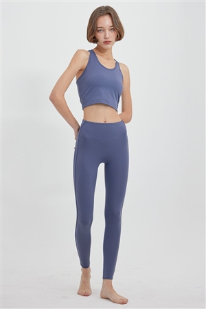 S35-1-1-HM-HP092-RTS7-GYBL - HIGH WAIST FITTED LEGGINGS WITH A LINED SEAM ON THE SIDE- GREY BLUE 2-2-2