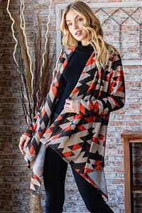 HM-Q0013-12-RUMLT-LONG SLEEVE MULTI COLOR GEOMETRICAL PRINT DRAPED CARDIGAN-RUST MULTI-2-2-2