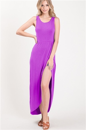 S35-1-1-HM-SD1012S-ORC - SLEEVELESS ROUND NECK SOLID MAXI WRAP DRESS- ORCHID 2-2-2