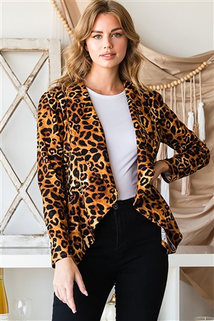 HM-SJ1206-55-BRMLT-LONG SLEEVE MULTI COLOR ANIMAL LEOPARD PRINT OPEN BLAZERS-BROWN MULTI-2-2-2