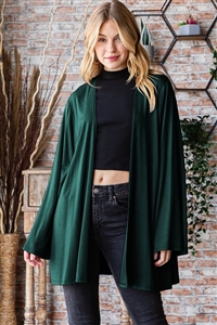 S35-1-1-HM-SJ1209S-HTGN - LONG SLEEVE SOLID OPEN CARDIGAN- HUNTER GREEN 2-2-2