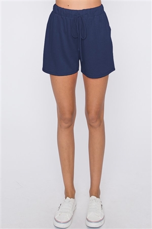 S35-1-1-HM-SP1087-13-NV - SOLID CASUAL SHORT PANTS WITH WAIST BAND- NAVY 2-2-2
