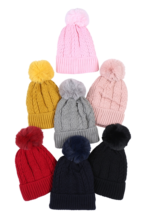 S24-1-3-HNHT1320 - ASSORTED SHORT MINK PLAIN FASHION BEANIE /12PCS