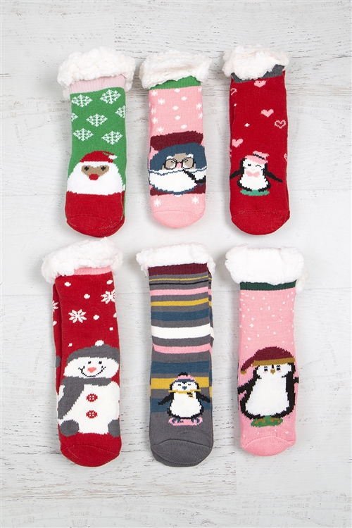 S22-10-5-HNSH1319M - COZY CREW THERMAL NON SKID CHRISTMAS WINTER ASSORTED SET SOCKS-MULTICOLOR /12PCS  (NOW $2.00 ONLY!)2*12