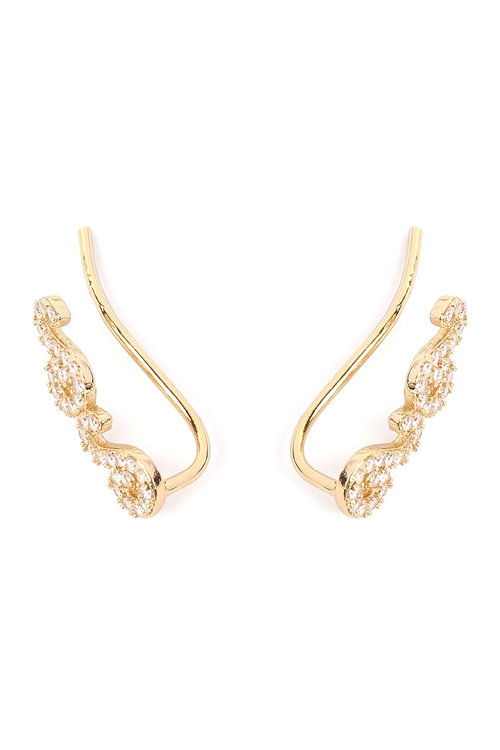 S6-6-3-HPE1006GD GOLD TAPERED SWIRL CRAWLER EARRINGS/6PCS