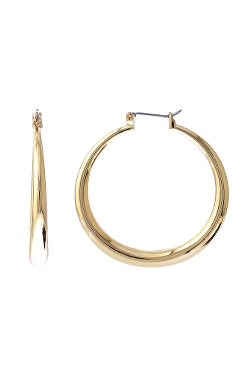 A1-1-3-HR542-G - 40MM ROUND SHAPE HOOP EARRINGS - GOLD/6PCS