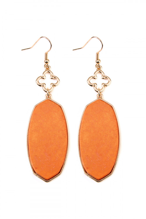 A1-1-4-IE0291OR ORANGE OVAL STONE DROP EARRING/6PAIRS