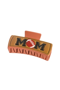 S22-6-4-IH0541-BRMT - FOOTBALL "MOM" FAUX LEATHER HAIR CLAW-BROWN MULTICOLOR/1PC