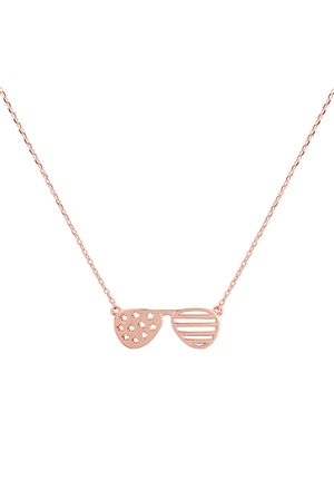 S1-3-2-INA218RG - AMERICAN FLAG SUNGLASSES NECKLACE - ROSE GOLD/1PC