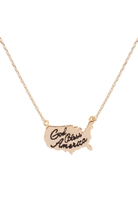 S6-4-3-INA219GD - GOB BLESS AMERICAN CONTINENT NECKLACE - GOLD/1PC