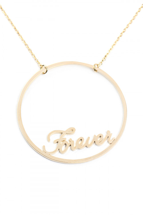 A1-2-2-INA708FOGD GOLD OPEN CIRCLE "FOREVER" MESSAGE NECKLACE/6PCS