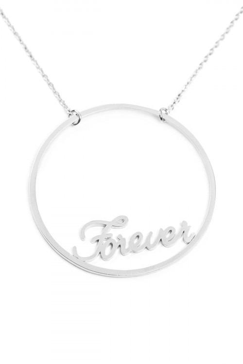 A1-2-2-INA708FORH SILVER OPEN CIRCLE "FOREVER" MESSAGE NECKLACE/6PCS