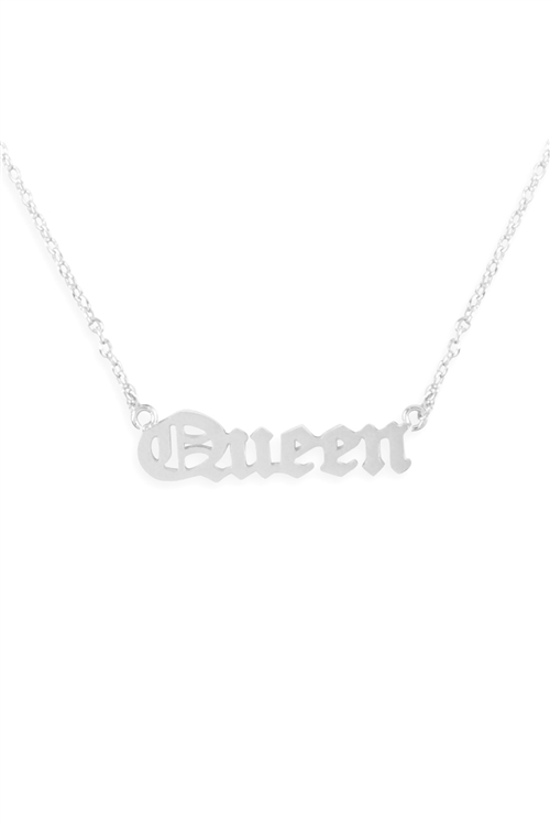 237-P-INA777RH-QUEEN PENDANT CHAIN NECKLACE-SILVER/6PCS