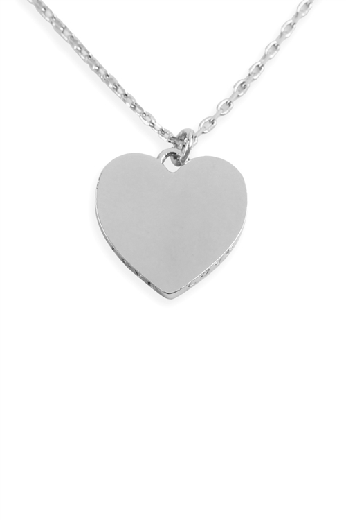 S4-6-2-INA789RH - HEART AND LOVE NECKLACE - SILVER/6PCS