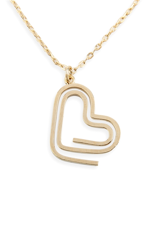 S25-7-5-INA806GD - HEART CLIP PENDANT NECKLACE - GOLD/6PCS