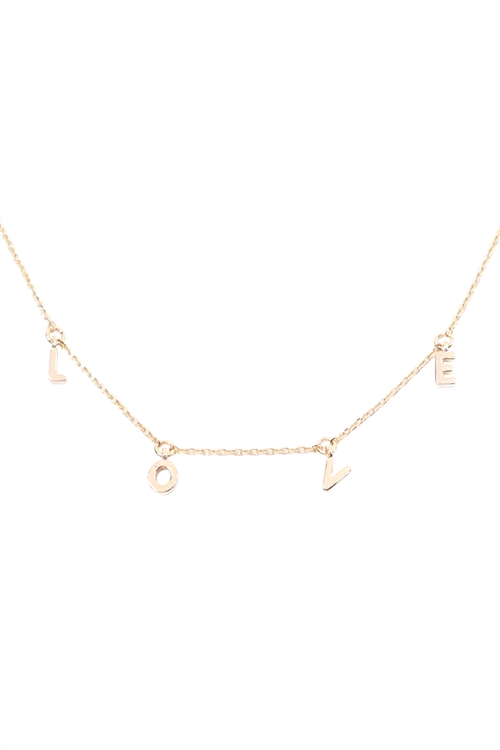 S25-7-5-INA833LOGD - "LOVE" INITIAL CHAIN NECKLACE - GOLD/6PCS