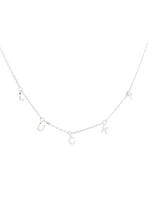 S25-7-5-INA833LURH - "LUCKY" INITIAL CHAIN NECKLACE - SILVER/6PCS