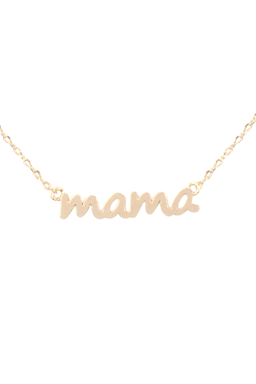 237-G-INA948MAGD-MATTE GOLD "MAMA" SCRIPT CHAIN NECKLACE/6PCS