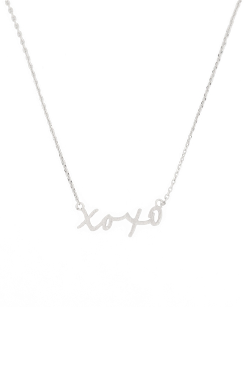 S5-6-1-INA989BS-"XOXO" LETTERING PENDANT NECKLACE-SILVER/6PCS
