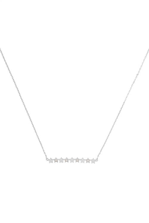 237-K-INA997RHCRY-STAR AND ZIRCONIA INLINE NECKLACE-SILVER CRYSTAL/6PCS