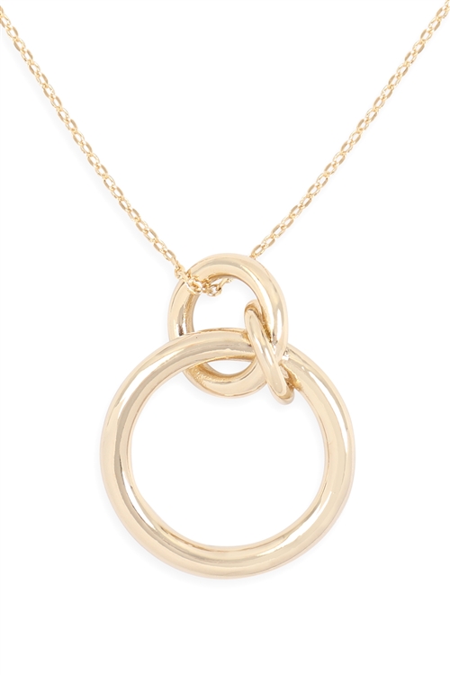 A2-1-2-INB020GD-3 LINKED RING NECKLACE-GOLD/1PC