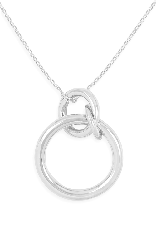 S22-7-2-INB020RH-3 LINKED RING NECKLACE-SILVER/1PC