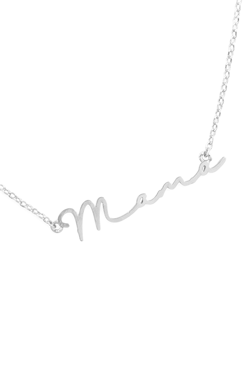 SA4-2-2-INB298MARH -  "MAMA" LETTER NECKLACE-MATTE SILVER/1PC