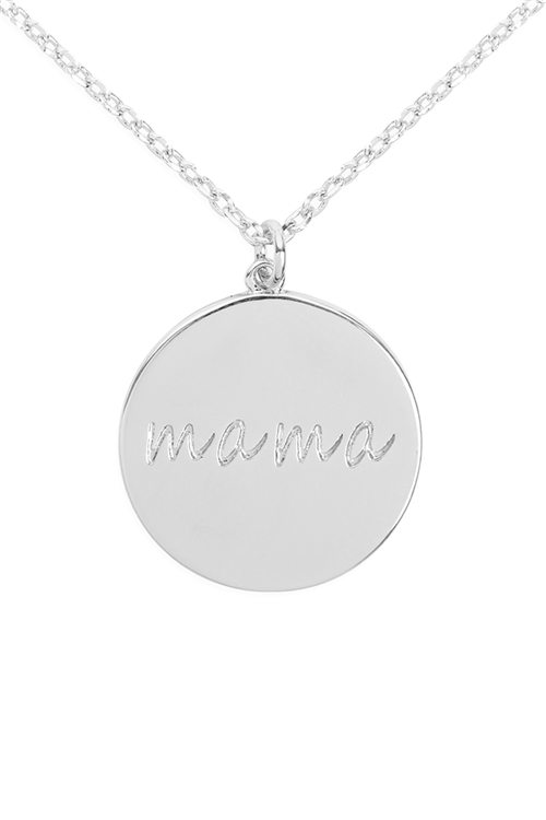 S1-8-4-INB326MARH - MAMA COIN PENDANT NECKLACE - SILVER/6PCS